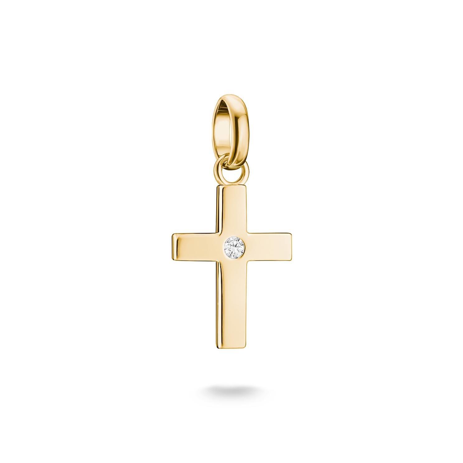 Thomas Sabo 18ct Yellow Gold Plated Cubic Zirconia Cross Charm
