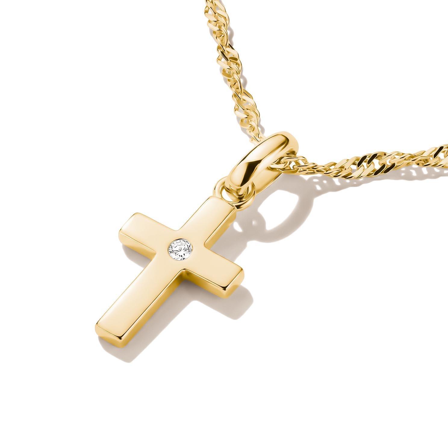 Thomas Sabo 18ct Yellow Gold Plated Cubic Zirconia Cross Charm