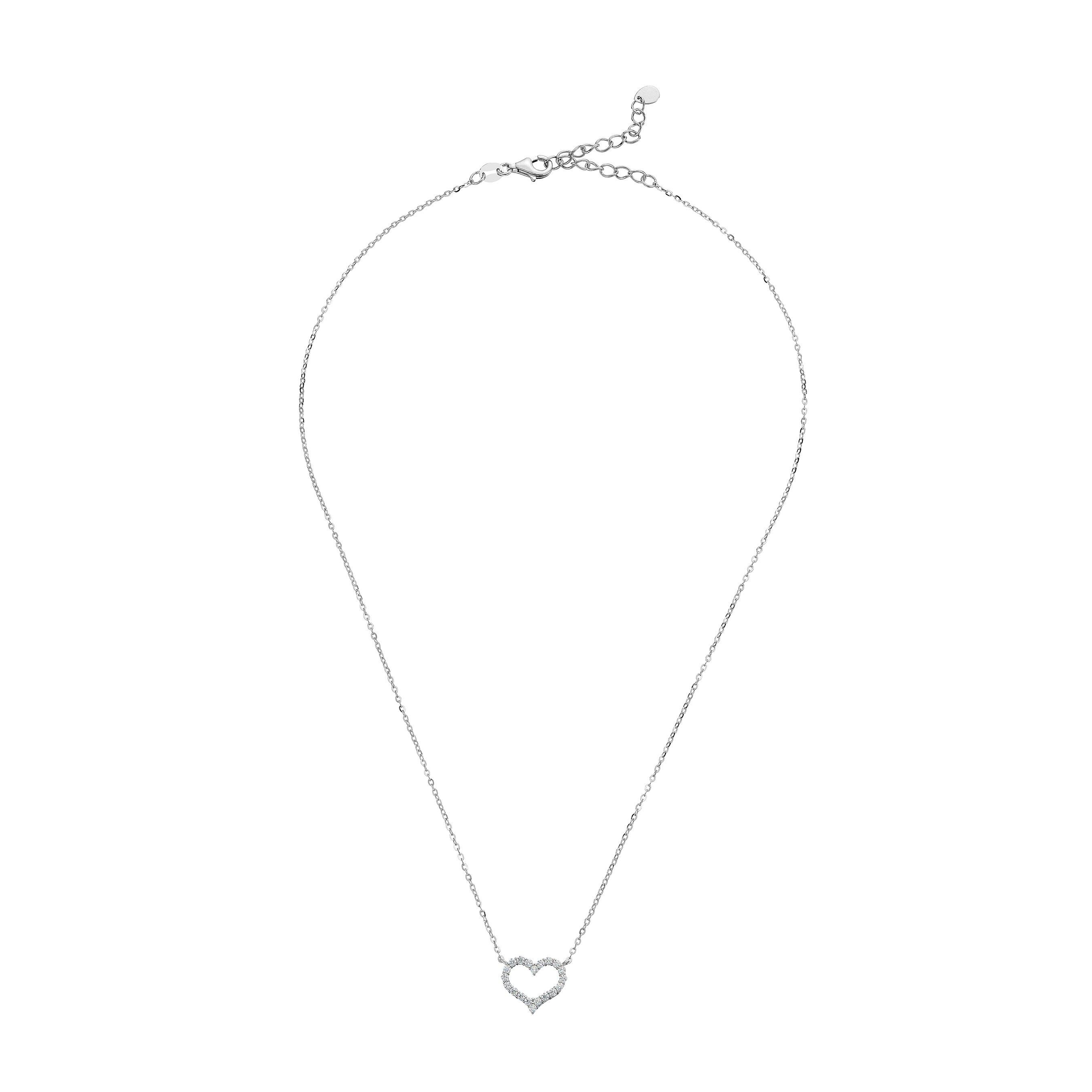 Beaverbrooks Silver Cubic Zirconia Heart Pendant
