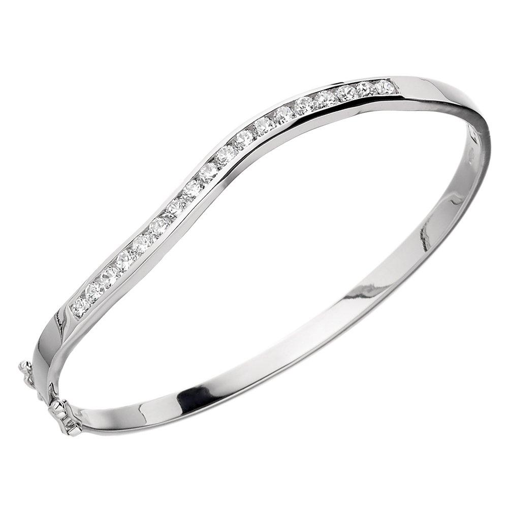 Silver Cubic Zirconia Bangle 0002523 Beaverbrooks the Jewellers