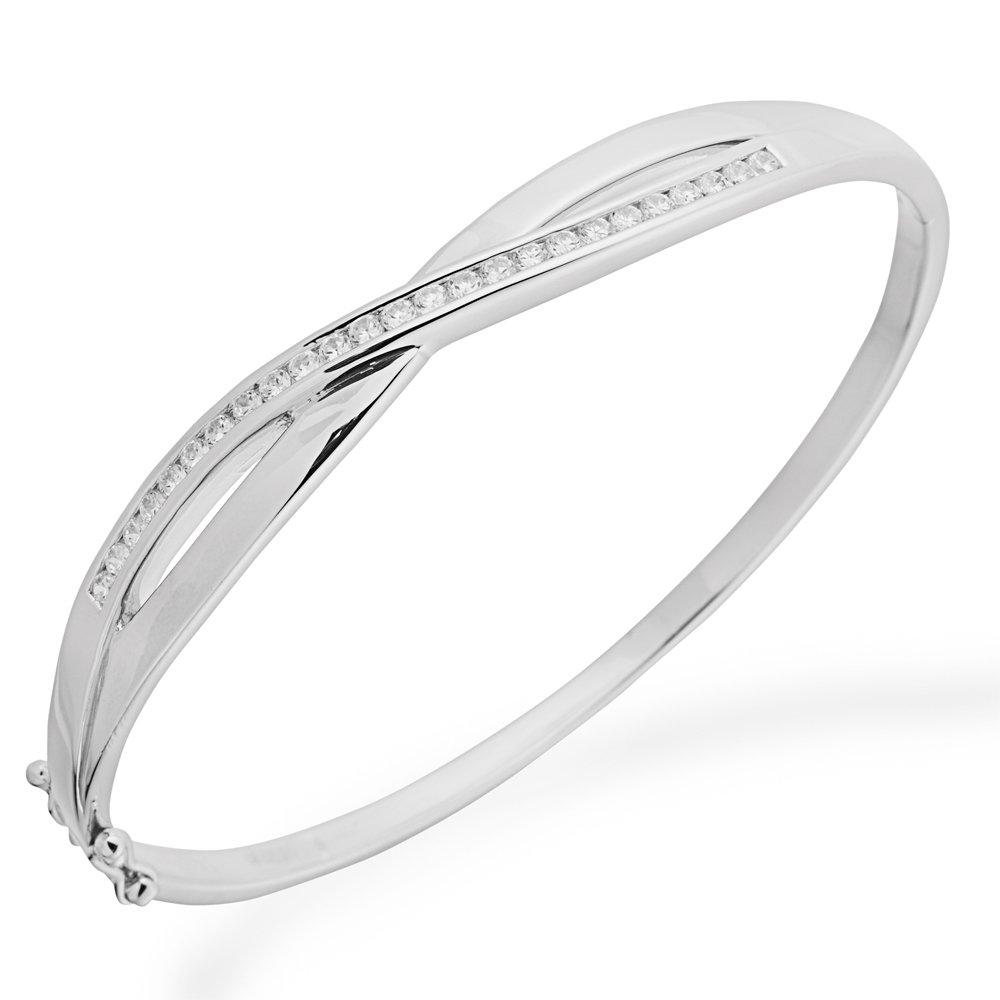 Silver bangle with deals cubic zirconia