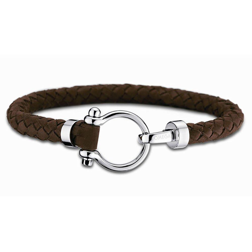 Omega Aqua Sailing Stainless Steel and Brown Leather Bracelet at