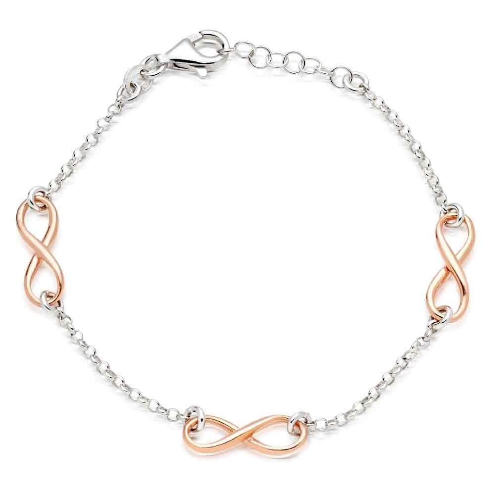 Silver and Rose Gold Plated Infinity Bracelet | 0008017