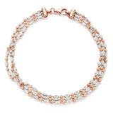 Silver and Rose Gold Plated Three Row Bracelet