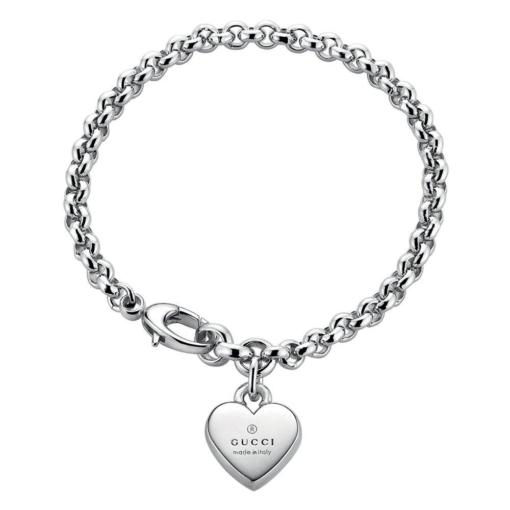 Gucci Sterling Silver Engraved Heart Bracelet