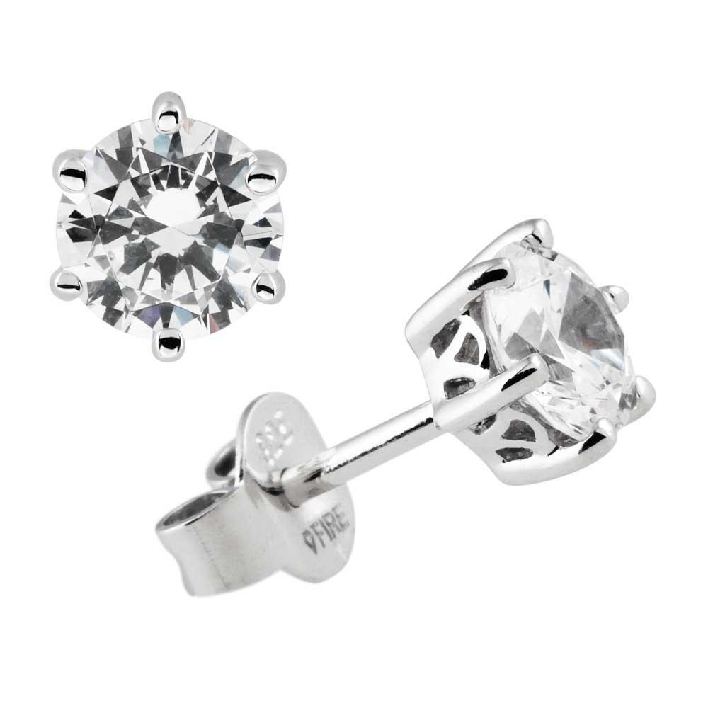 Diamonfire Silver Cubic Zirconia Stud Earrings | 0004392 | Beaverbrooks ...