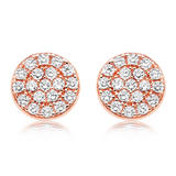 Silver Rose Gold Plated Cubic Zirconia Stud Earrings