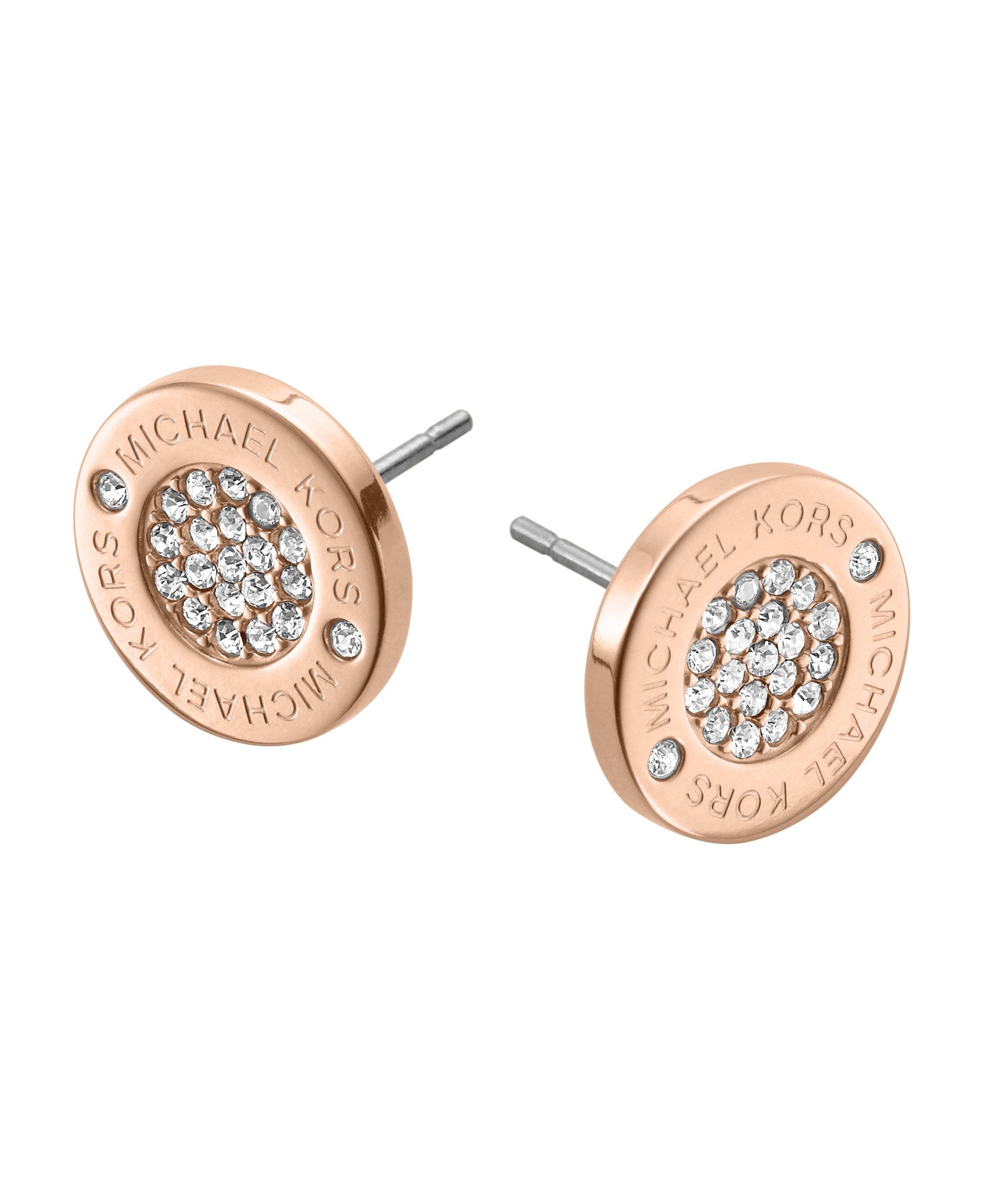 Michael Kors Rose Gold Tone Pave Stud Earrings | 0011073 | Beaverbrooks the  Jewellers