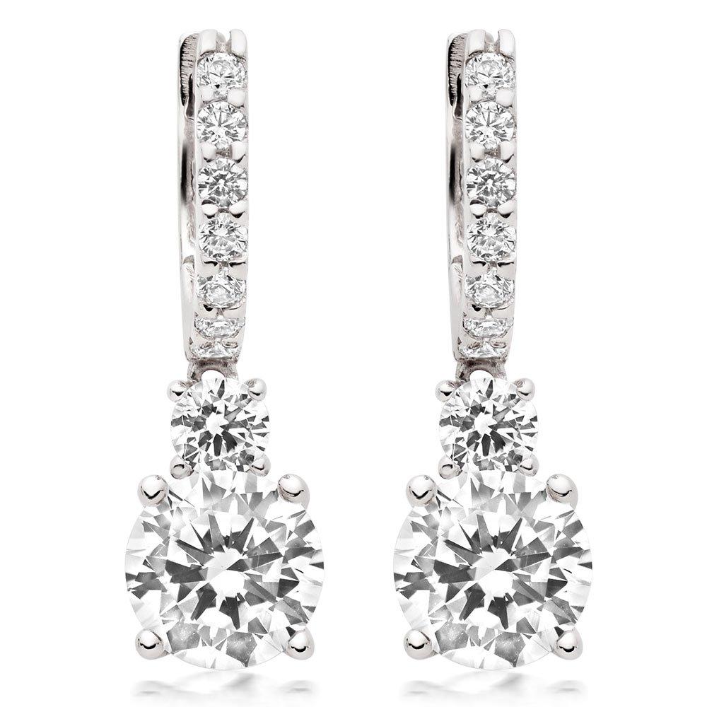 Silver Cubic Zirconia Drop Earrings | 0011437 | Beaverbrooks the