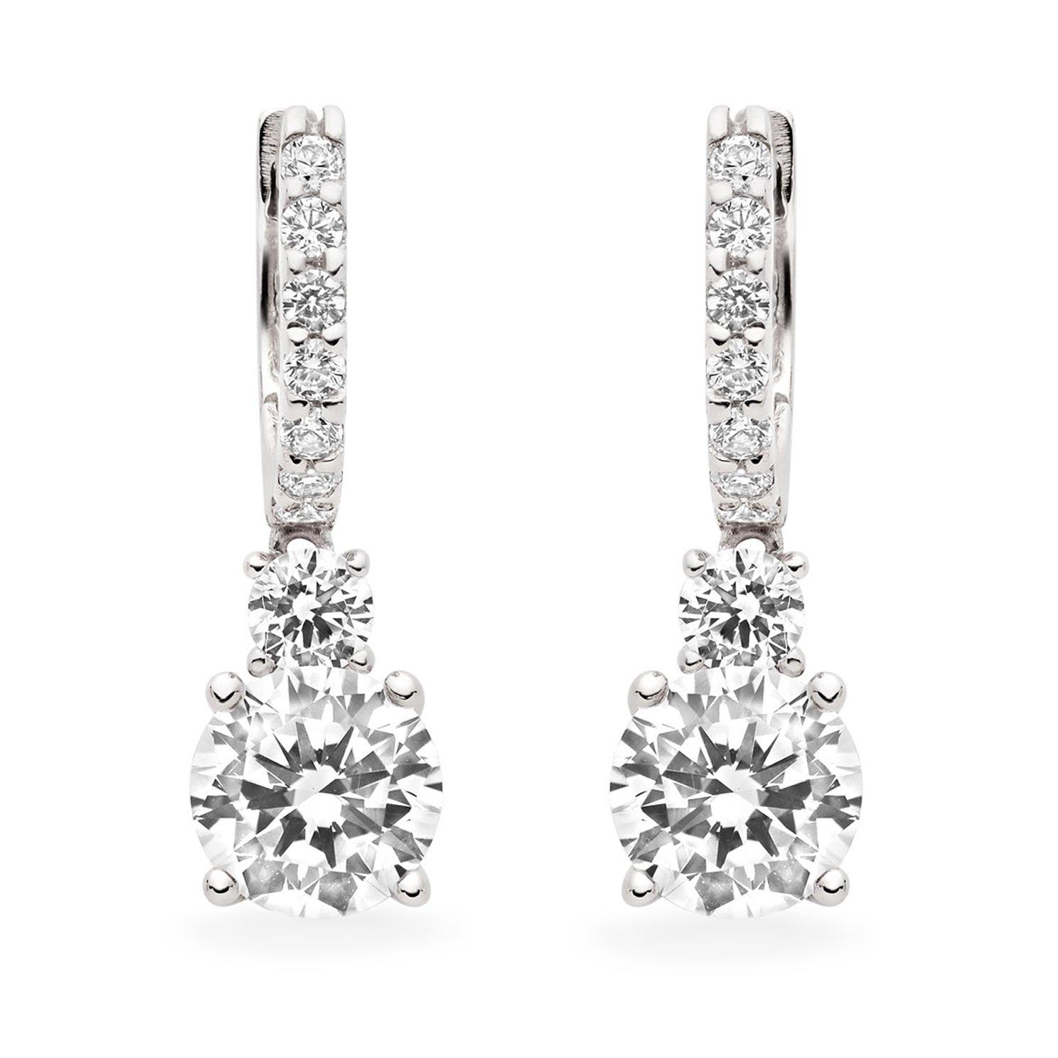 Silver Cubic Zirconia Drop Earrings | 0011437 | Beaverbrooks the