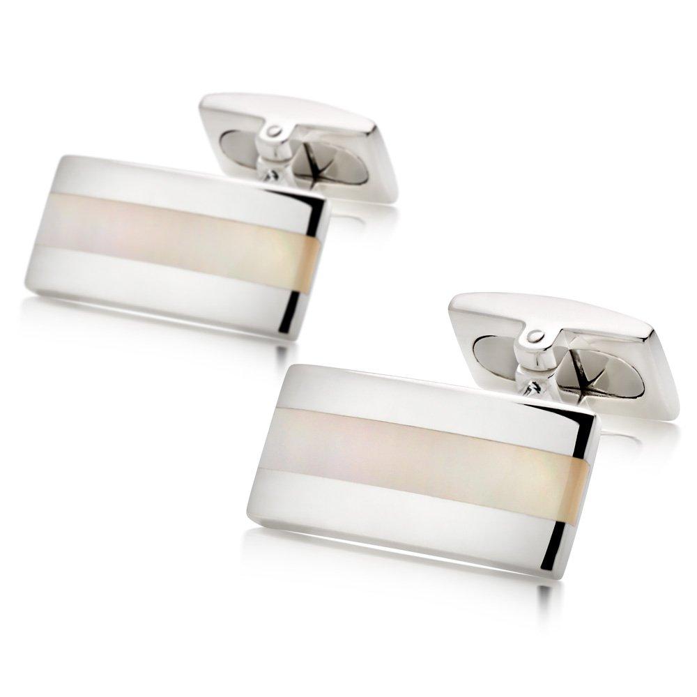 Silver and Mother of Pearl Cufflinks 0005309 Beaverbrooks the