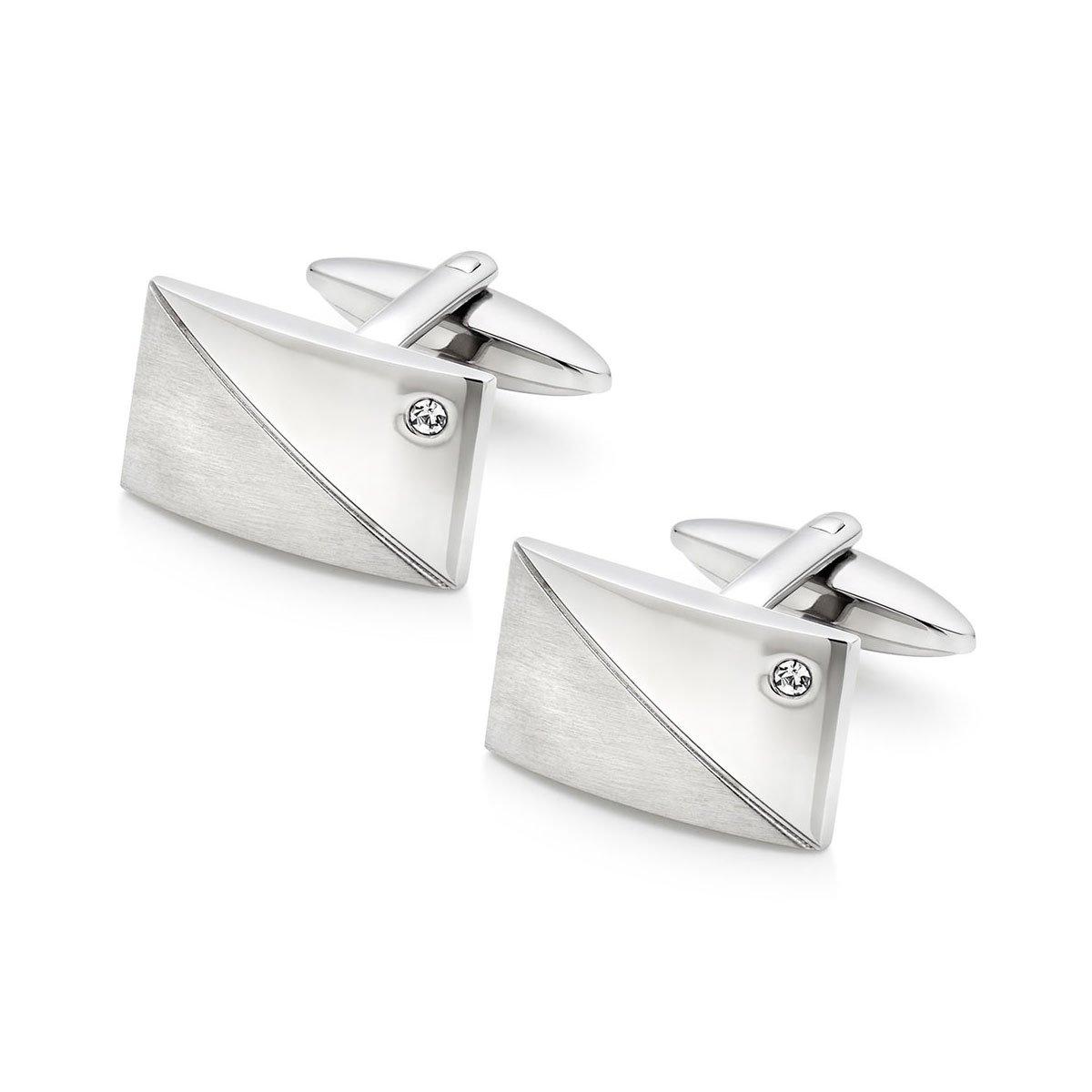 Stainless Steel Cubic Zirconia Cufflinks