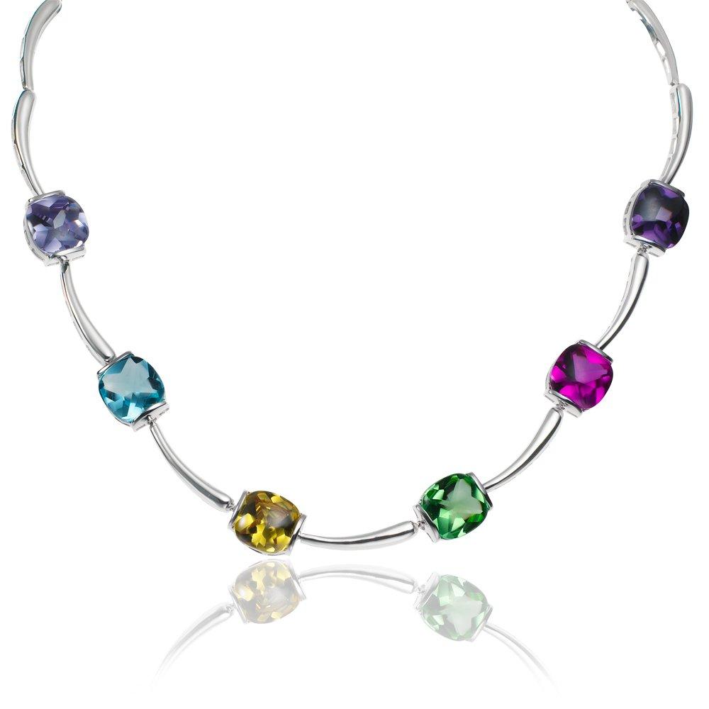 Silver Multi Coloured Stone Set Necklace - 44cm | 0004482 ...