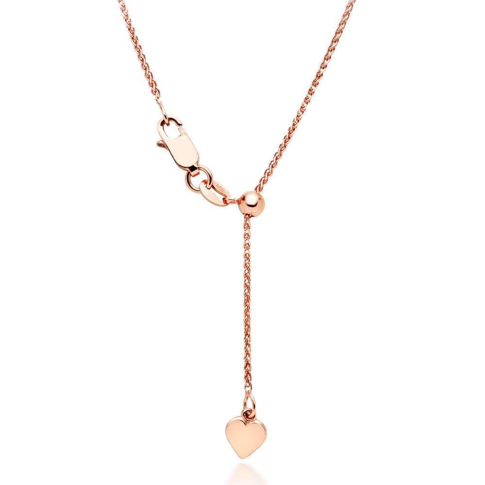 Beaverbrooks Women's 18ct Rose Gold Plated Silver Spiga Adjustable Chain 50cm