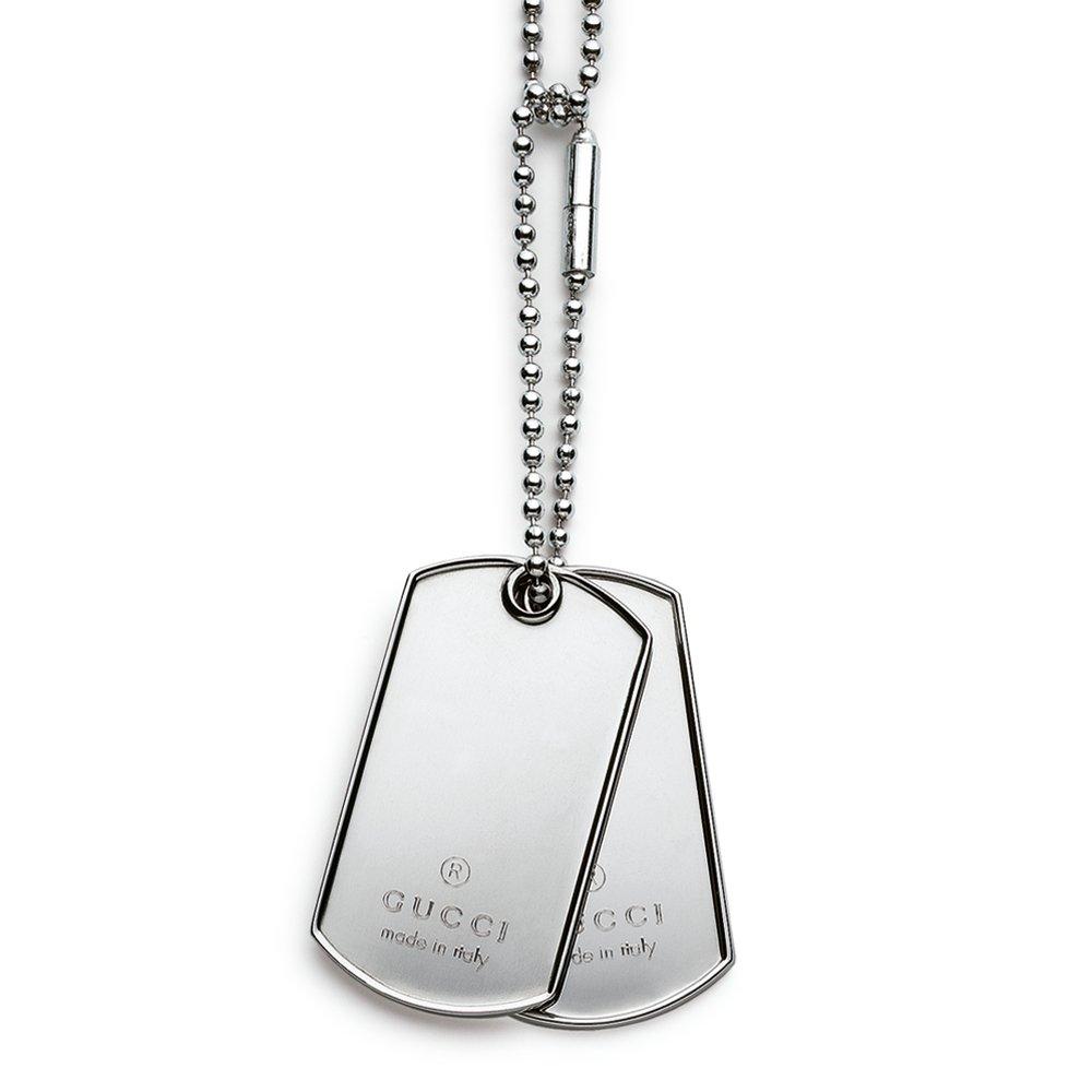 Gucci silver on sale dog tag necklace