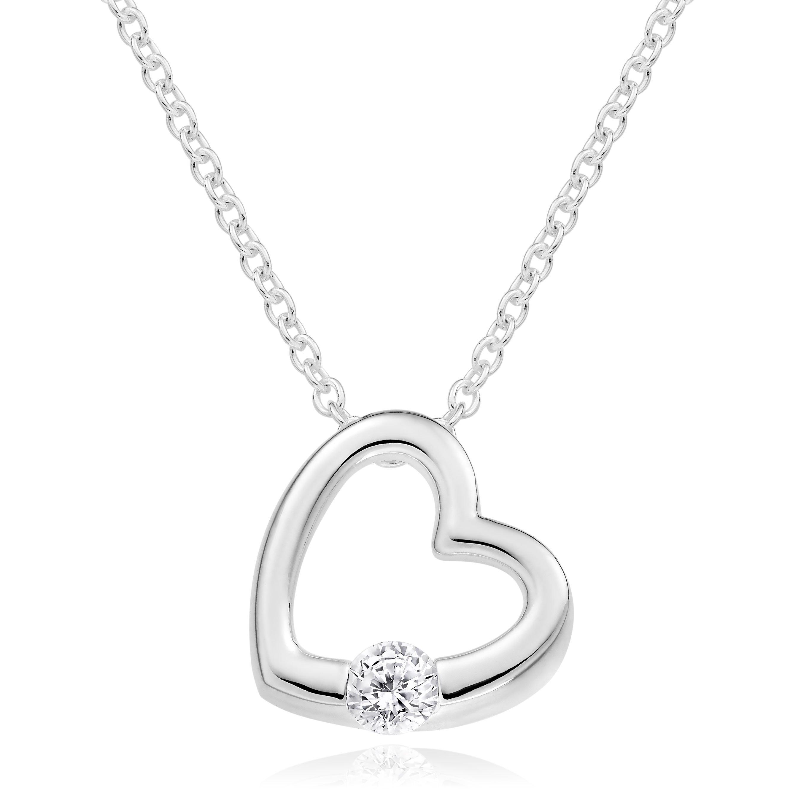Silver Cubic Zirconia Heart Pendant