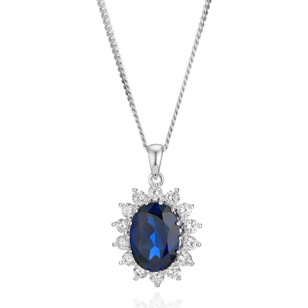 Silver Cubic Zirconia and Synthetic Sapphire Pendant