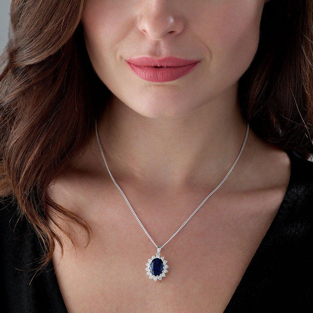 Synthetic on sale sapphire necklace