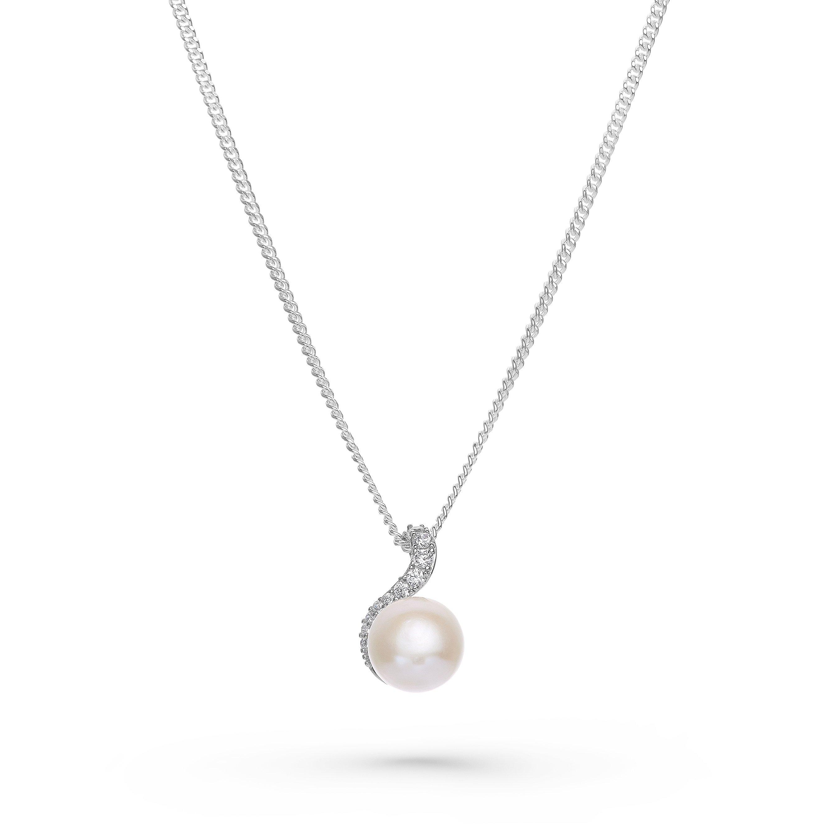 Silver Cubic Zirconia Freshwater Cultured Pearl Pendant | 0004805