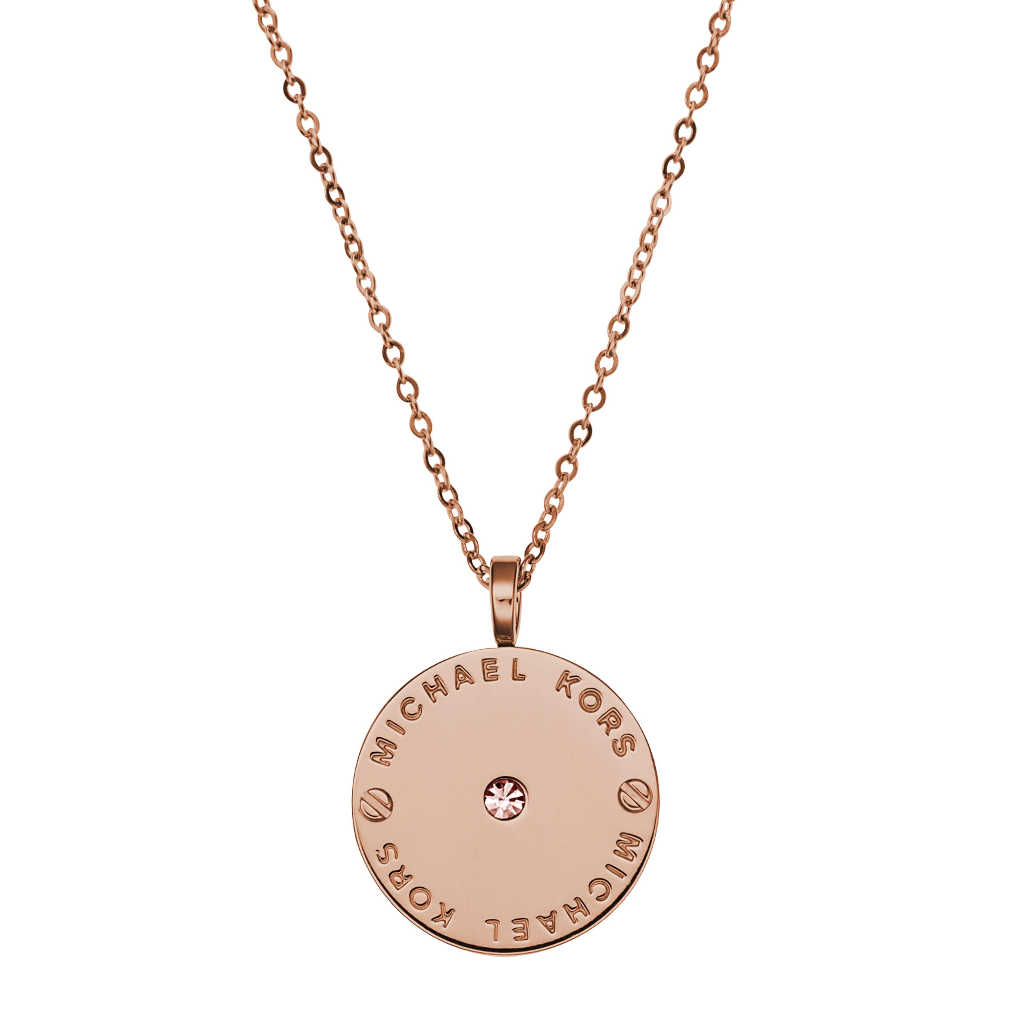 Michael kors rose on sale gold disc necklace