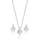 Silver Cubic Zirconia Pendant and Stud Earrings Set