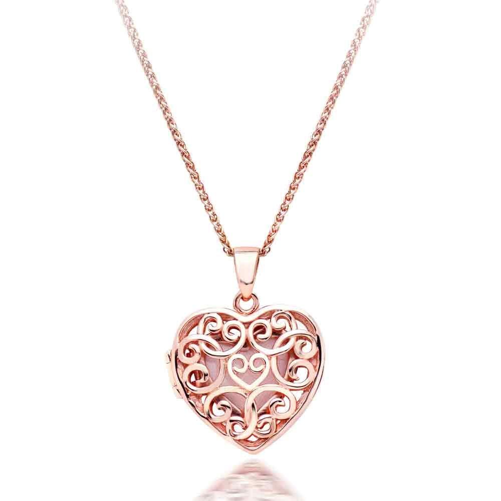 Gold Heart Locket Pendant Necklace