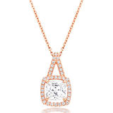 Silver Rose Gold Plated Cubic Zirconia Halo Pendant