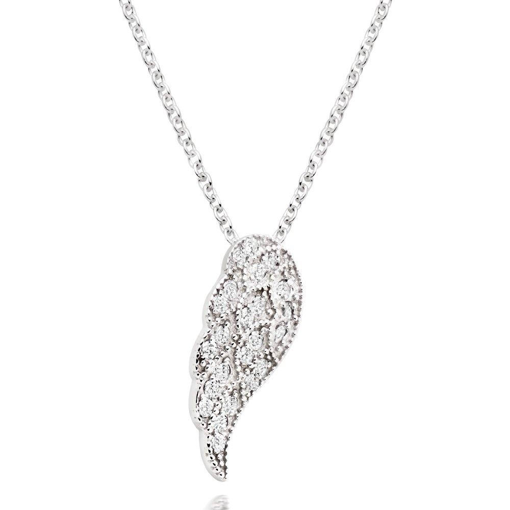 Silver Cubic Zirconia Angel Wing Pendant | 0010004 | Beaverbrooks the ...