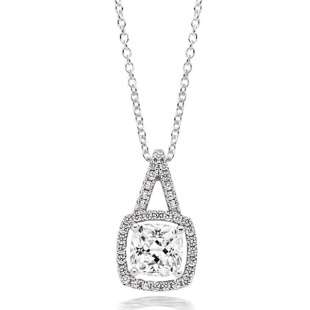 Silver Cubic Zirconia Halo Pendant