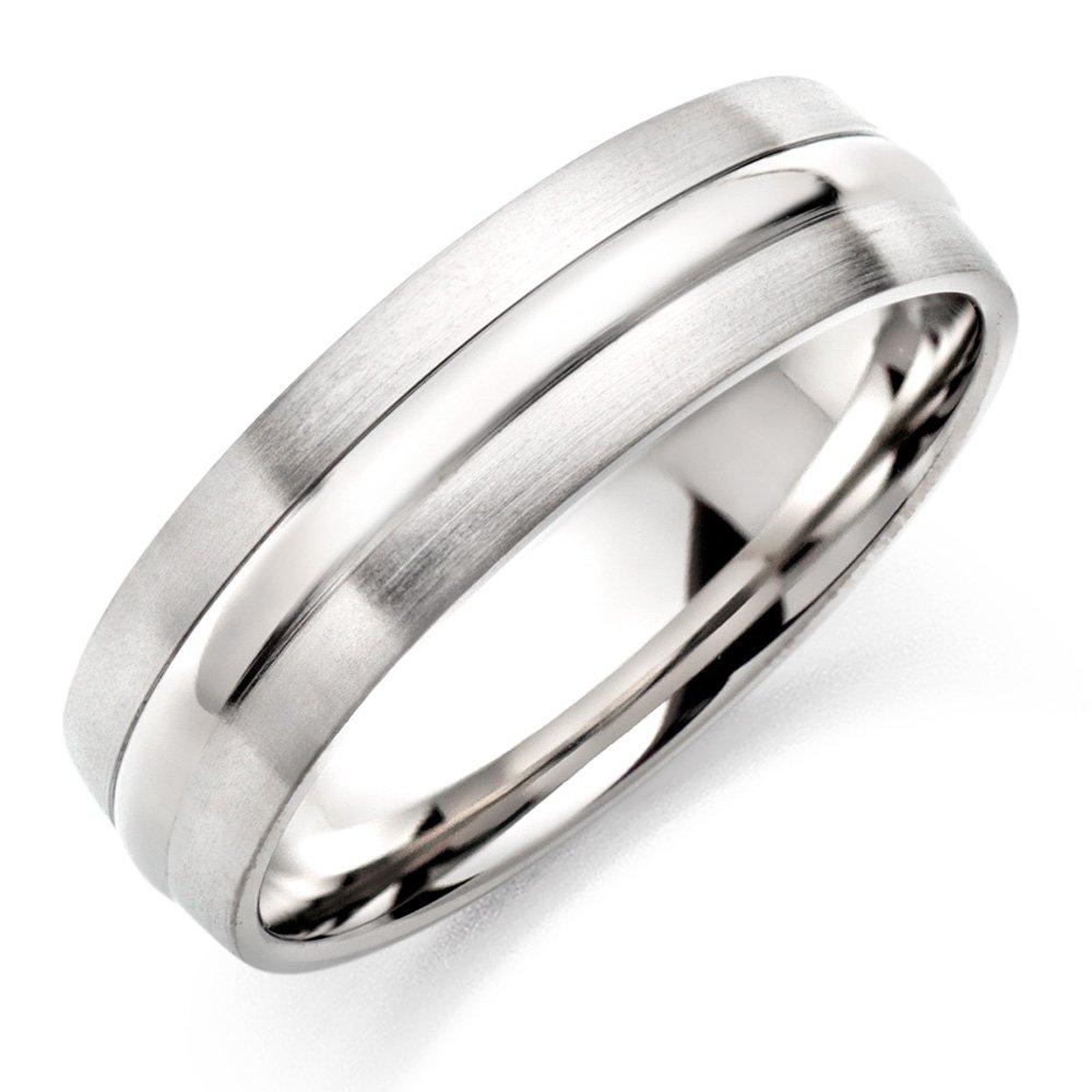 Men s Brushed Polished Titanium Ring 0004885 Beaverbrooks