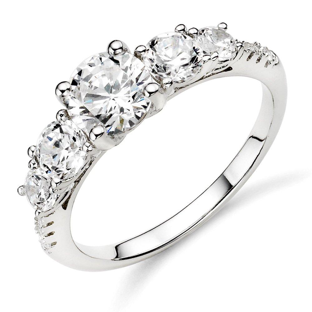 Beaverbrooks Silver Cubic Zirconia Five Stone Ring