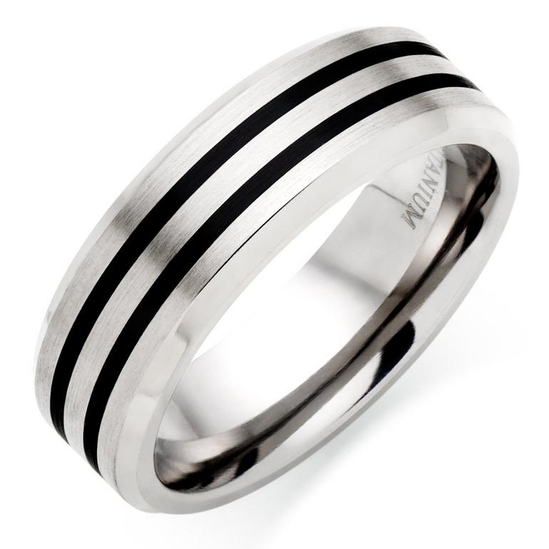 Men's Titanium and Black Rhodium Ring