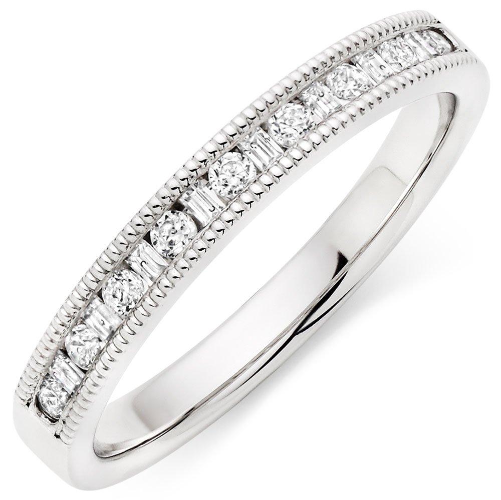 Platinum Diamond Round Brilliant and Emerald Cut Ring | 0102569 ...