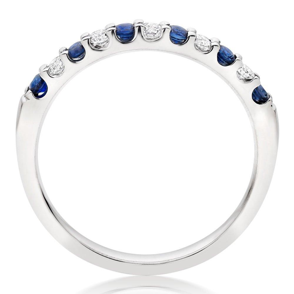 18ct White Gold Diamond Sapphire Half Eternity Ring | 0107391 ...