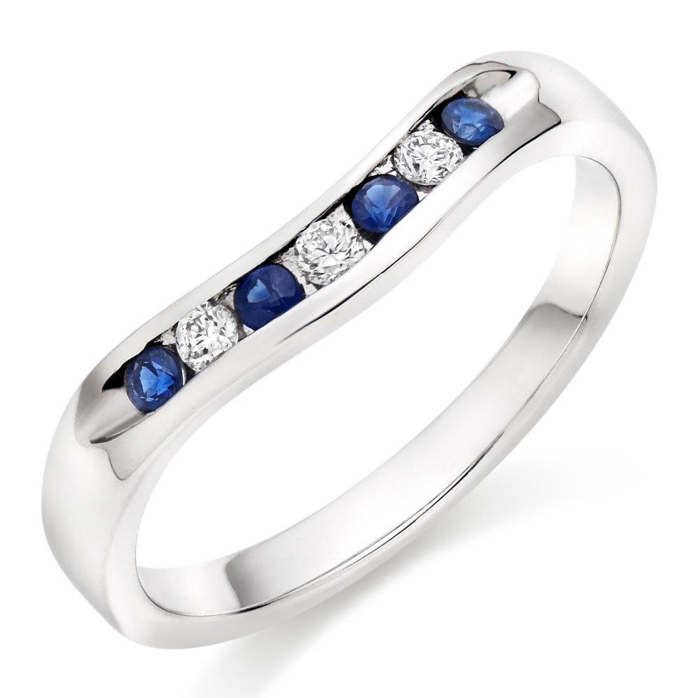 18ct White Gold Diamond Sapphire Wedding Ring | 0107396 | Beaverbrooks ...