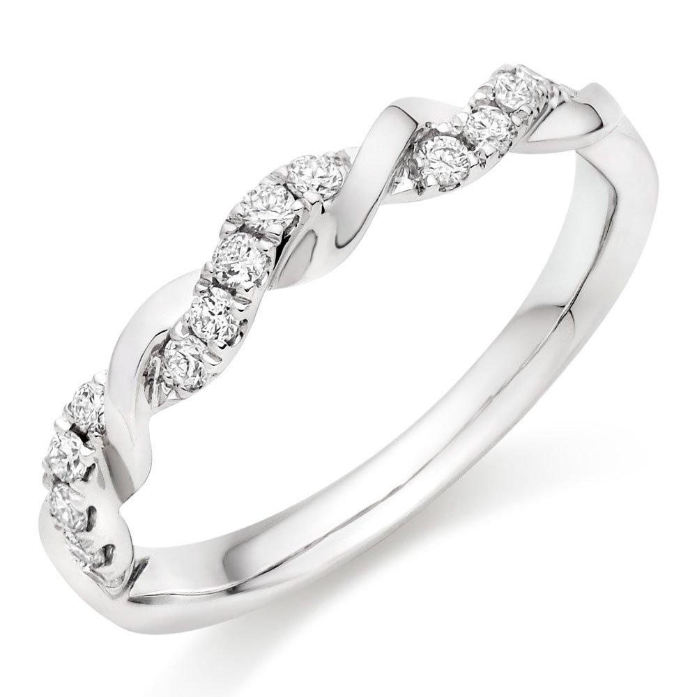 Beaverbrooks Women's Entwine Platinum Diamond 2.3mm Wedding Ring, Size: K