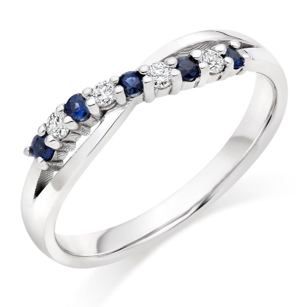 18ct White Gold Diamond Sapphire Wedding Ring | 0107433 | Beaverbrooks ...