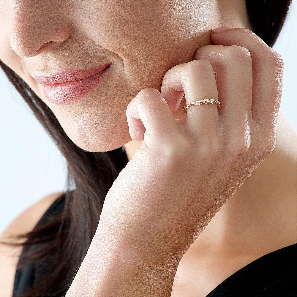 Beaverbrooks Entwine 18ct Rose Gold Diamond 2mm Wedding Ring