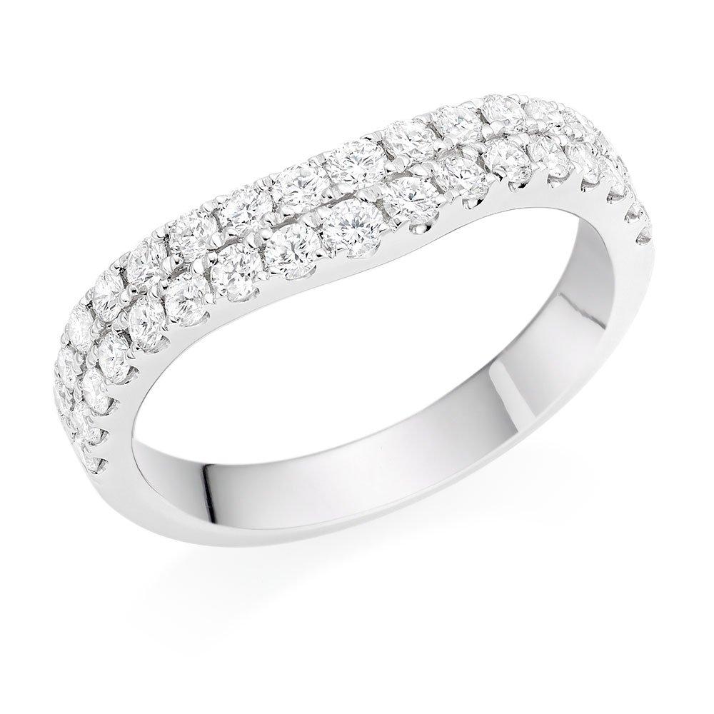 Women's double row diamond deals wedding band