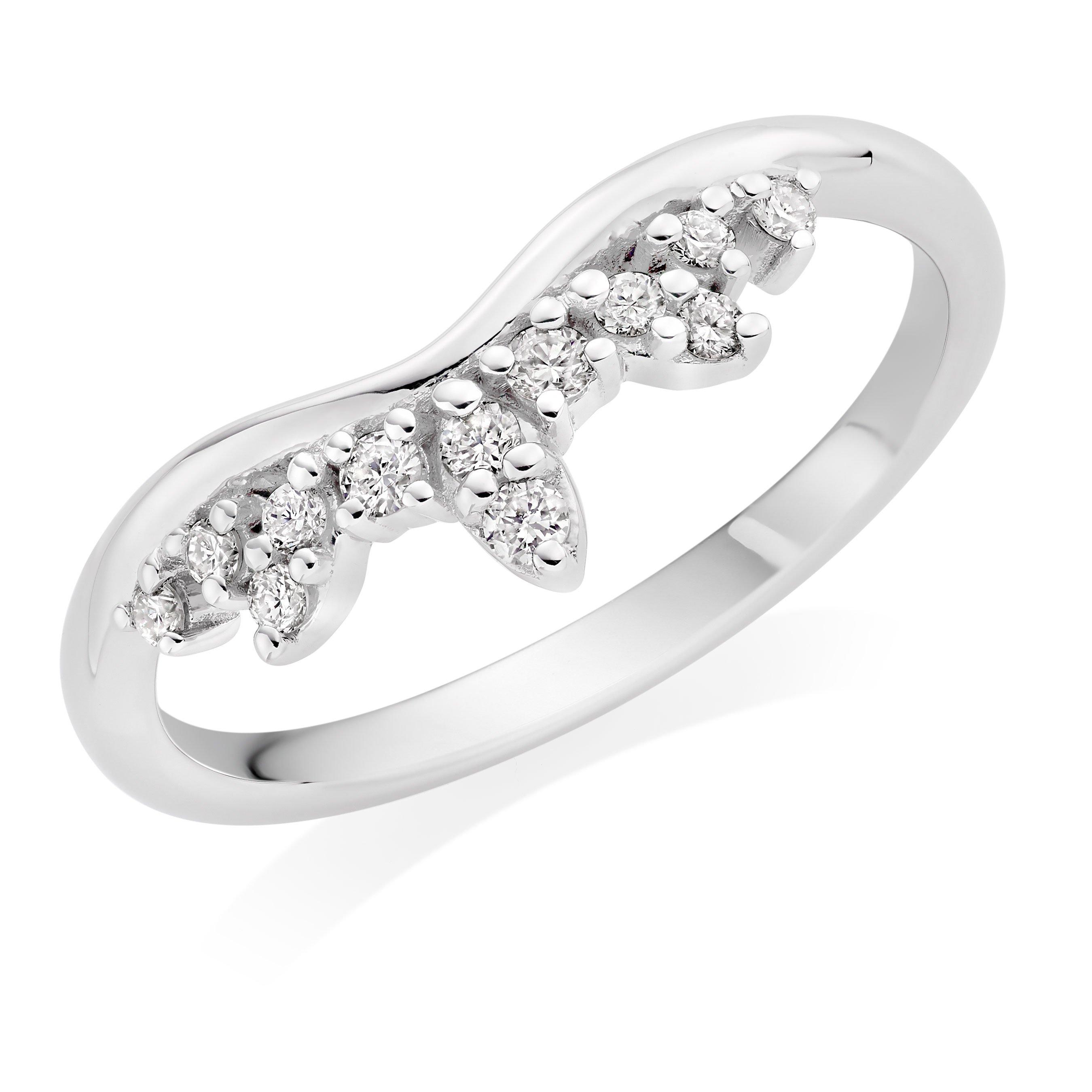 9ct White Gold Diamond Shaped Wedding Ring