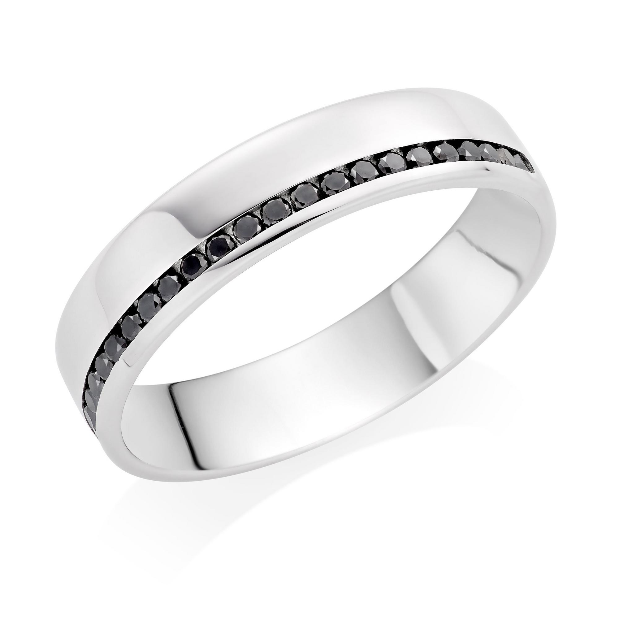 Platinum Black Diamond Men's Wedding Ring
