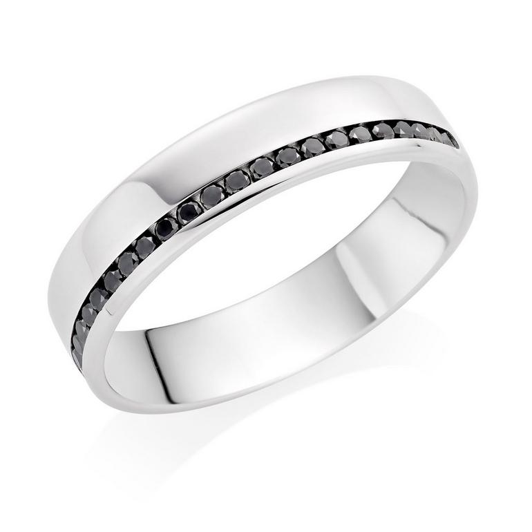 Platinum Black Diamond Men's Wedding Ring