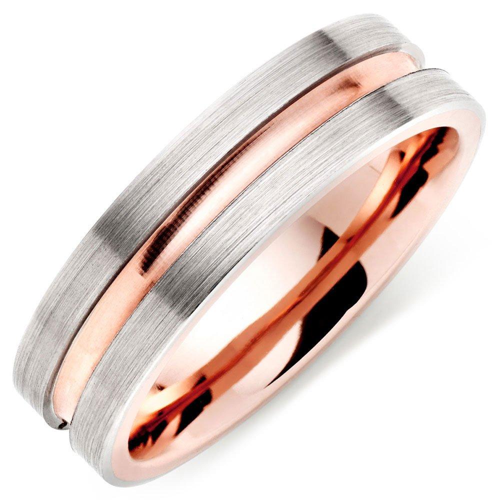 Platinum and 18ct Rose Gold Matt Men's Wedding Ring