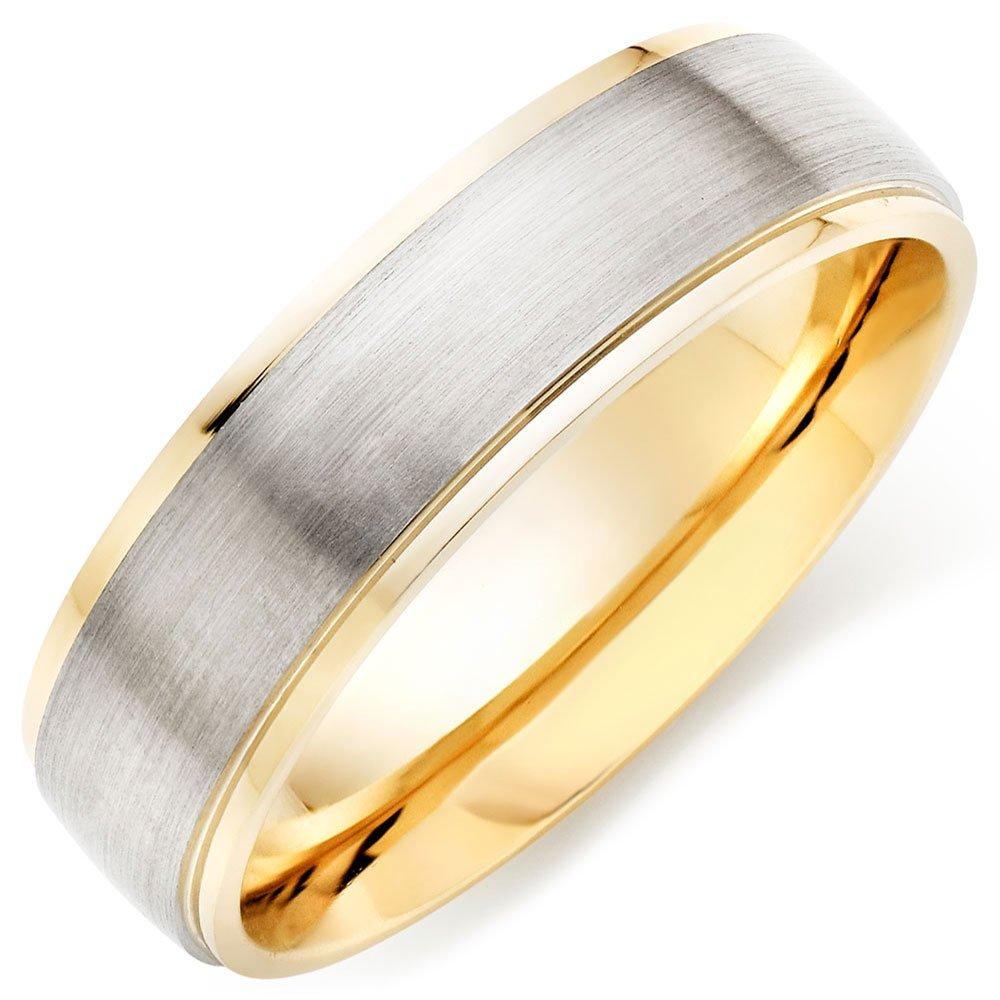 Platinum and 18ct Yellow Gold Matt Men's Wedding Ring | 0124465 ...