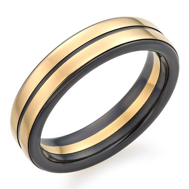 18ct Gold and Zirconium Men’s Wedding Ring