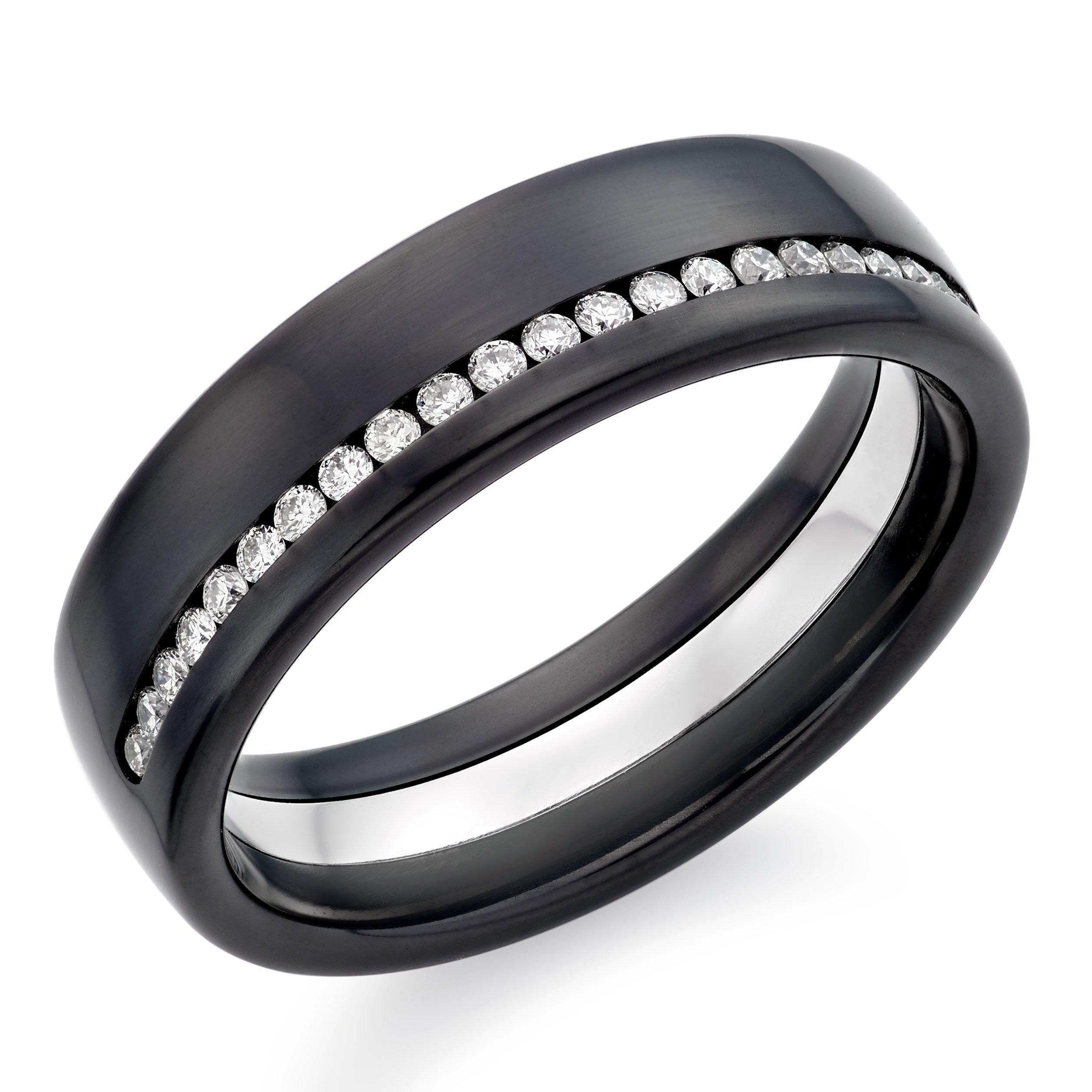 Platinum and Zirconium Men s Diamond Wedding Ring 0129944