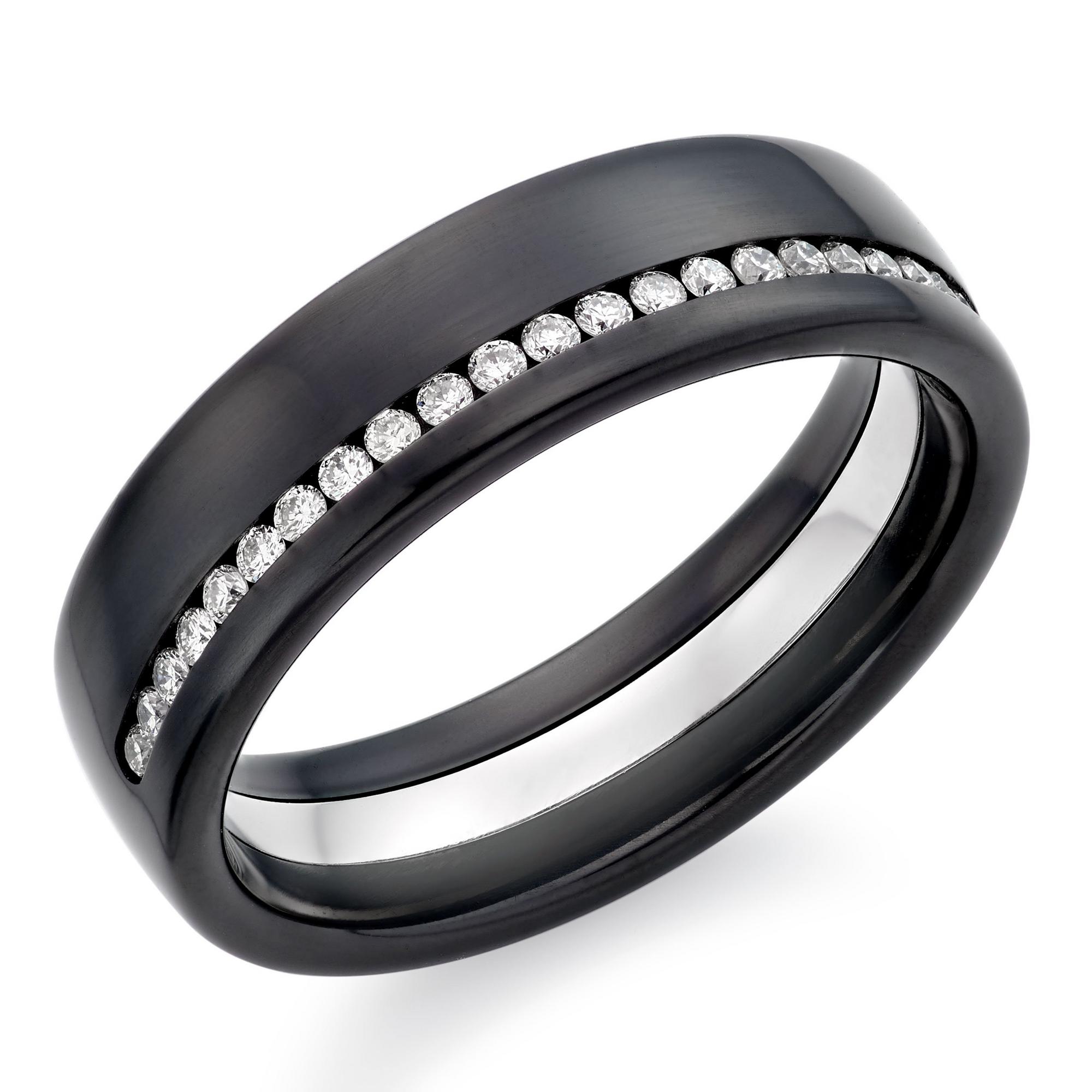 Platinum and Zirconium Men’s Diamond Wedding Ring