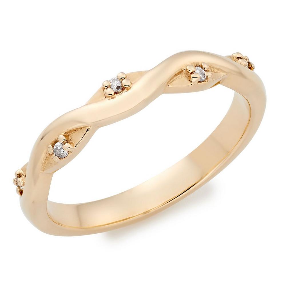 9ct Yellow Gold Diamond Twist Wedding Ring