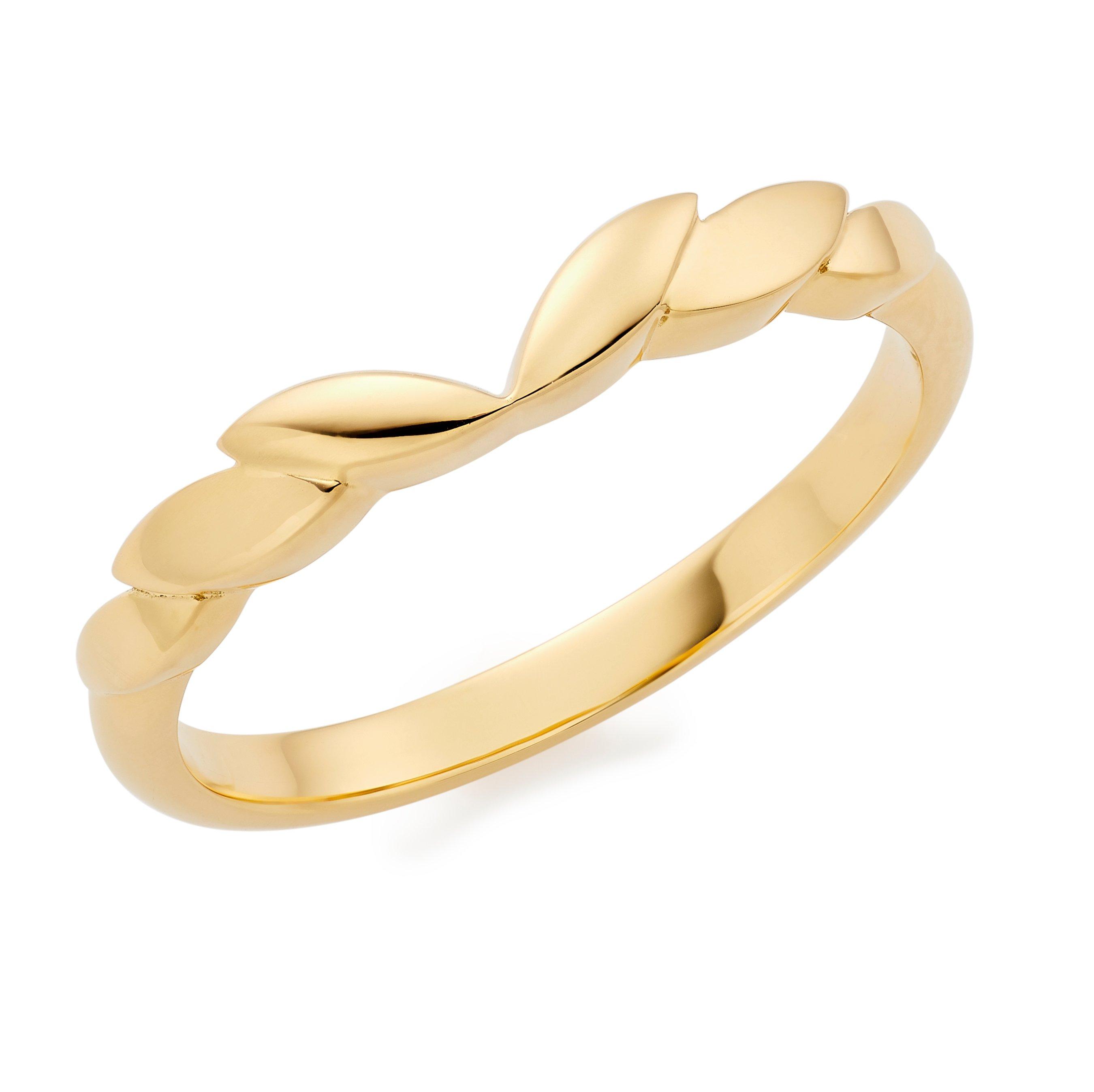 18ct Yellow Gold Petal Wedding Ring, Size: O