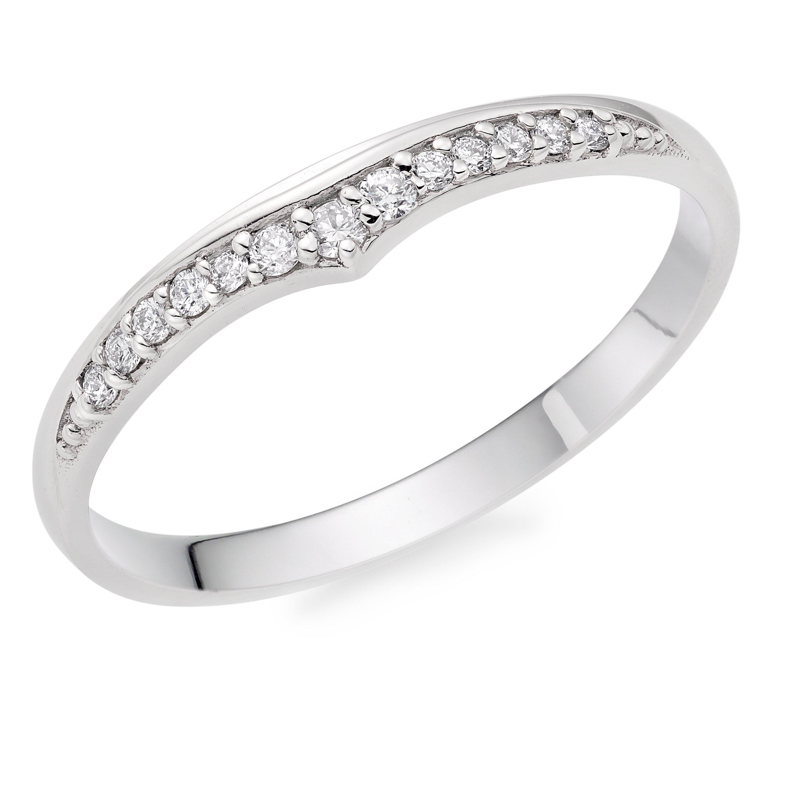 9ct White Gold Diamond Wedding Ring, Size: I